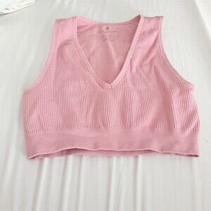 Spiritual Gangster Tank Top Womens XS/S Pink V-Neck Cropped Athleisure